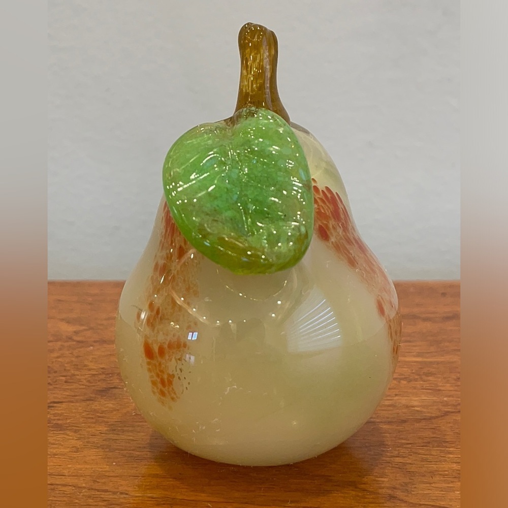 Blown glass Pear paperweight fruit | Paperweight ornament fruit I Glass pear